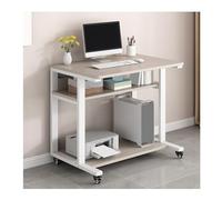 Bureau d'écriture avec trois niveaux de rangement et design à roulettes universelles, facile à déplacer, convient pour différents scénarios