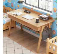 Bureau d'écriture du milieu du siècle avec tiroir, table d'étude en bois massif avec étagère de rangement, bureau d'ordinateur de travail peu encombrant pour bureau à domicile et petits espaces