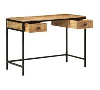 Bureau d'écriture Marron Cadre en métal en bois de manguier massif 105 x 50 | Design rustique, grain de bois naturel, métal industriel, compartiments de rangement, chambre à coucher, bureau, salon