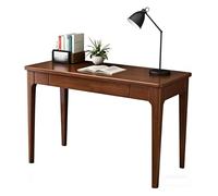Bureau d'écriture moderne du milieu du siècle en bois d'hévéa avec tiroir de rangement, finition noyer, pour chambre à coucher, bureau à domicile (noyer, 80 cm)