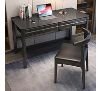 Bureau d'écriture moderne du milieu du siècle en bois massif avec 2 tiroirs - Bureau d'ordinateur élégant et stable pour le travail à distance et les études