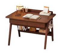 Bureau d'écriture moderne en bois massif avec tiroir et étagère, mobilier de bureau compact pour étudier et travailler efficacement