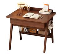 Bureau d'écriture moderne en bois massif avec tiroir et étagère, mobilier de bureau compact pour étudier et travailler efficacement