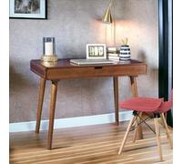 Bureau d'écriture vintage en bois massif avec pieds en bois d'hévéa, grand tiroir, bureau d'ordinateur de style milieu du siècle pour bureau à domicile et salle de lecture