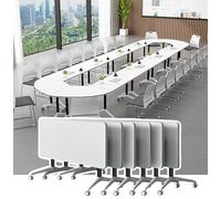 Bureau d'entraînement modulaire pliable - Table de conférence moderne pour réunion et séminaire disponible en lots de 1/2/4/6/8 paquets avec couvercle rabattable et design mobile pour un rangement et