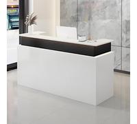 Bureau d'entrée verrouillable avec éclairage - Petit comptoir de réception pour magasins de détail et de vêtements - Design moderne noir et blanc - 120 cm