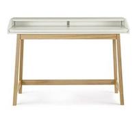 Bureau Design avec Plateau Coulissant "St James" 116cm Chêne & Blanc