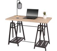 Bureau design d'architecte de la collection DARYL - dimensions 120x59x75 cm, en couleur chêne clair et pieds métalliques noirs.