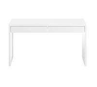 Bureau design IZIA avec piètement reversible et 2 tiroirs L138cm x P50cm - Blanc