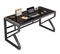 Bureau D'étude en Acier Carbone 31/39/47 Pouces - Table De Conférence en Verre Trempé pour Bureau, Poste De Travail De Chevet Multifonctionnel(Black Grey,80 * 50 * 75cm)