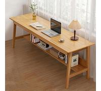 Bureau d'étude en bois massif pour deux personnes avec étagère intégrée et étagères de rangement, poste de travail extra large pour espaces de travail partagés