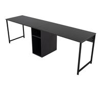 Hanah Home - Bureau 2 places TWIN en aggloméré, pieds en métal - Anthracite/Noir - 240 x 74 x 60 cm