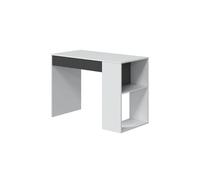 Bureau DOMI avec tiroir et étagère intégrée - Blanc et gris