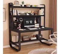 Bureau D'ordinateur 2 En 1 Avec Pieds En Métal, Grand Bureau D'ordinateur Avec Étagères, Bureaux Avec Clapier, Table De Jeu Avec Panneau Perforé, Table D'étude, Étagère De Rangement Pour Dortoir(F,39.