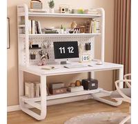 Bureau D'ordinateur 2 En 1 Avec Pieds En Métal, Grand Bureau D'ordinateur Avec Étagères, Bureaux Avec Clapier, Table De Jeu Avec Panneau Perforé, Table D'étude, Étagère De Rangement Pour Dortoir(C,47.