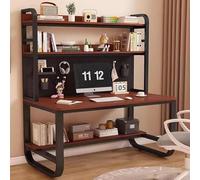 Bureau D'ordinateur 2 En 1 Avec Pieds En Métal, Grand Bureau D'ordinateur Avec Étagères, Bureaux Avec Clapier, Table De Jeu Avec Panneau Perforé, Table D'étude, Étagère De Rangement Pour Dortoir(D,31.