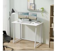 Bureau d'ordinateur - 80x40x75 cm - Bureau droit taille compacte - Pliable - Table d'ordinateur télétravail - Blanc
