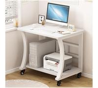 Bureau d'ordinateur à Domicile, Table d'ordinateur, Bureau d'étude et de Jeu avec roulettes, Bureau Debout for Bureau à Domicile et études(White+White,75cm/29.52in)