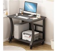 Bureau d'ordinateur à Domicile, Table d'ordinateur, Bureau d'étude et de Jeu avec roulettes, Bureau Debout for Bureau à Domicile et études(Gray+Black,75cm/29.52in)