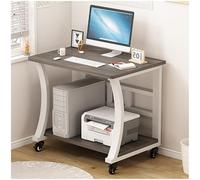 Bureau d'ordinateur à Domicile, Table d'ordinateur, Bureau d'étude et de Jeu avec roulettes, Bureau Debout for Bureau à Domicile et études(Gray+White,75cm/29.52in)