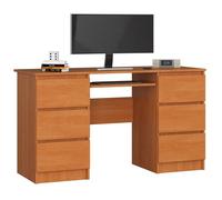 Bureau d'ordinateur AKORD A11 Aulne 135 cm 6 tiroirs façade Aulne 135x50x77 cm