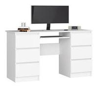 AKORD Bureau Ordinateur PC A11 avec Tablette Clavier | L135 x H77 x P50 cm 60 kg | 6 Tiroirs | Grand Bureau de Chambre PC Desk Table, Moderne