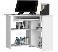 Bureau d'ordinateur AKORD d'angle TED Blanc 80 cm façade Blanche 5 étagères 80x80x74 cm