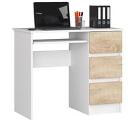 AKORD Bureau Ordinateur A-6 avec Tablette Clavier | L90 x H77 x P50 cm 30 kg | 3 Tiroirs | Petit Bureau de Chambre PC Desk Table