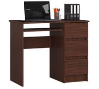 Bureau d'ordinateur AKORD droit A6 Wengé 90 cm 3 tiroirs façade Wengé 1 étagère 90x50x77 cm Wengé G