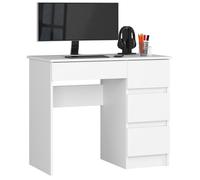 Bureau d'ordinateur AKORD droit A7 Blanc 90 cm 4 tiroirs façade Blanche 90x50x77 cm