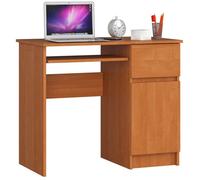 Bureau d'ordinateur AKORD droit PIKSEL Aulne 90 cm 1 porte 1 tiroir façade Aulne 3 étagères 90x50x77 cm