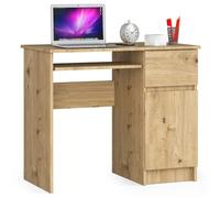 Bureau d'ordinateur AKORD droit PIKSEL Chêne Artisan 90 cm 1 porte 1 tiroir façade Chêne Artisan 3 étagères 90x50x77 cm