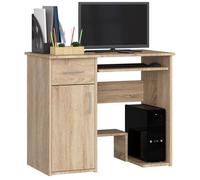 Bureau d'ordinateur AKORD JAY Chêne Sonoma 90 cm 1 porte 1 tiroir façade Chêne Sonoma 3 étagères 90x50x74 cm
