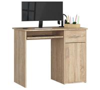 Bureau d'ordinateur AKORD PIN Chêne Sonoma 90 cm 1 porte 1 tiroir façade Chêne Sonoma 3 étagères 90x50x74 cm