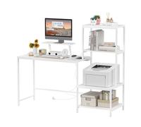 Bureau d'ordinateur avec étagère pour imprimante, bureau réversible à domicile pour les études et le travail de jeu,Blanc