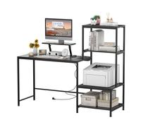 Bureau d'ordinateur avec étagère pour imprimante, bureau réversible pour bureau à domicile pour les études et le travail de jeu,Noir