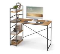 Bureau d'ordinateur avec étagère - Table d’ordinateur avec espace de rangement pour le télétravail - 120x44x76 cm - Chêne Noir