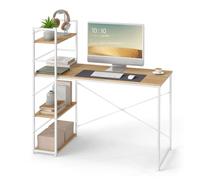 Bureau d'ordinateur avec étagère - Table d’ordinateur avec espace de rangement pour le télétravail - 120x44x76 cm - Sonoma Blanc