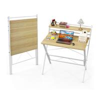 Bureau d'ordinateur avec étagère - VIVOLILV - Table de Bureau Pliable - Table de Travail PC - Chêne - 80X50X75cm
