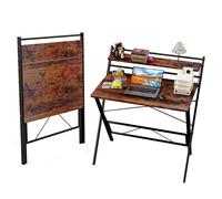 Bureau d'ordinateur avec étagère - VIVOLILV - Table de Bureau Pliable - Table de Travail PC - Marron - 80X50X75cm