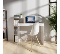 Bureau d'Ordinateur avec étagères de rangement en bois blanc et naturel - MONDEER