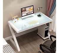 Bureau d'ordinateur avec plateau en verre trempé et cadre en métal en forme de Z - Station de travail moderne de 119,4 cm pour étudiants, écrivains et joueurs - Design élégant et fonctionnel