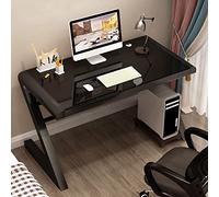 Bureau d'ordinateur avec plateau en verre trempé et cadre en métal en forme de Z - Station de travail moderne de 119,4 cm pour étudiants, écrivains et joueurs - Design élégant et fonctionnel