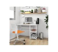 Bureau D'ordinateur 105x55 Cm En Mdf Blanc Et Métal, Style Industriel, Poste De Travail Multicolore