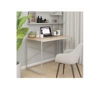 Bureau d'Ordinateur Meuble de Travail Blanc Chêne Bois d’Ingénierie vidaXL