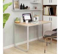 Bureau d'ordinateur Blanc et chêne 110x60x73 cm Aggloméré30202