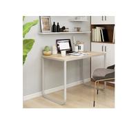 Bureau d'Ordinateur Blanc et Chêne 110x60x73 cm Aggloméré Informatique vidaXL