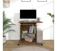 Bureau d'Ordinateur Chêne Fumé 80x50x75 cm Bois d'Ingénierie Rangement vidaXL