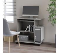 vidaXL Bureau d'ordinateur Gris béton 80x50x75 cm Bois d'ingénierie