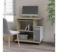 Bureau d'Ordinateur Chêne Fumé 80x50x75 cm Bois d'Ingénierie Rangement vidaXL